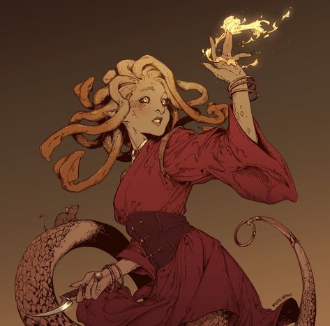 Snake Character Design, Snake Lady, Drawing Women, Medusa Art, Fantasy Inspiration, Dnd Characters, Fantasy Character Design, Snakes, Pretty Art