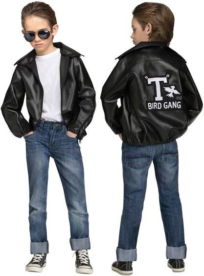 70s Dress Up Day At School For Boys, T Birds Costume Grease, 1950s Day At School, Movie Star Photoshoot, Disfraz Rock And Roll, Greaser Costume, 70s Disco Party Outfit, Gang Jacket, Gang Costumes