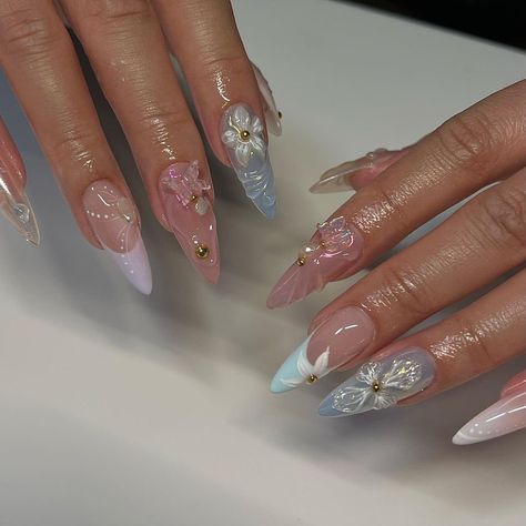 Fairy… | Instagram Easy Nails, Vacation Nails, Nail Swag, Cat Kuku, Beach Nails, Nailed It, Funky Nails, Pretty Acrylic Nails, Floral Nails