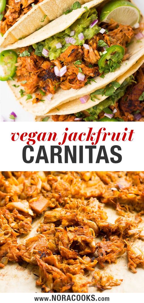 Jackfruit Taco Meat, Jack Fruit Tacos Vegan, Jackfruit Carnitas Recipe, Jackfruit Recipes Taco, Crockpot Jackfruit Pulled Pork, Jackfruit Tacos Recipes, Easy Jackfruit Recipes, Jack Fruit Recipes Vegan, Jackfruit Marinade