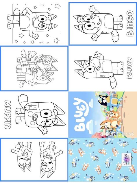 Bluey Party Favors Free Printables, Bluey Activity Sheets, Bluey Coloring Pages Free Printable, Bluey Craft Ideas, Bluey Centerpiece Ideas, Bluey Cricut, Bluey Craft, Bluey Themed Party, Fiesta Bluey