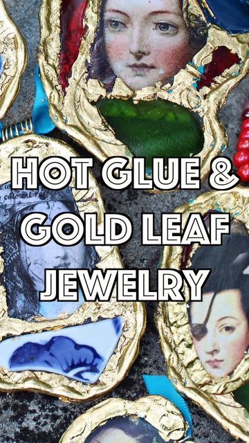 Gold Leaf Jewelry Diy, Hot Glue Jewelry Diy, Hot Glue Ideas, Hot Glue Jewelry, Hot Glue Crafts, Mark Montano, Crafts With Hot Glue, Upcycle Inspiration, Gold Leaf Jewelry