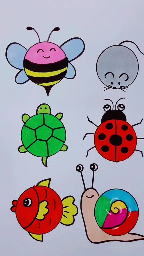 Paper Flower Crafts For Kids, Flower Crafts For Kids, Hand Art Kids, Crafts For Kids Paper, Bee Drawing, Easy Animal Drawings, Aktiviti Kanak-kanak, Art Kits For Kids