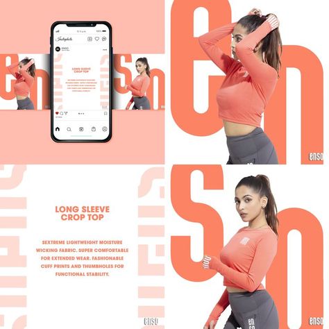 Instagram Post Design for Sports Wear Activewear Editorial, Instagram Post Design, Ad Sports, Post Ad, Sport Outfit Woman, Activewear Brands, Fashion Advertising, Sports Wear, Instagram Design