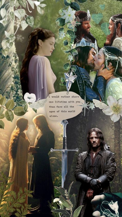 I would rather share one lifetime with you than face all the ages in this world alone 🤍 I Would Rather Share One Lifetime, I Would Have Gone With You To The End Lotr, Rings Wallpaper, Forest Elves, Arwen Undomiel, Aragorn And Arwen, Lotr Tattoo, Lotr Cast, Elven Princess