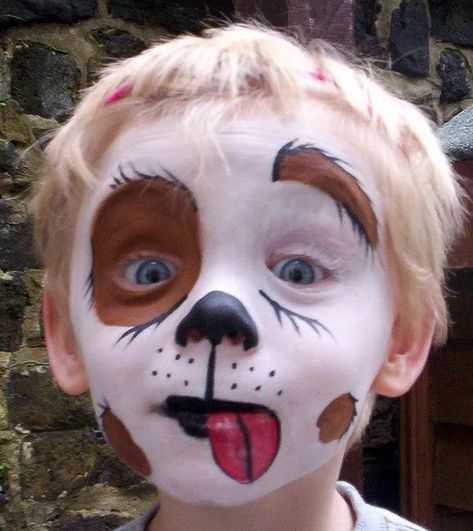 Puppy Dog Face Paint, Dog Face Paint, Puppy Face Paint, Dog Face Paints, Dragon Face Painting, Halloween Makeup For Kids, Dragon Face, Face Painting Easy, Kids Face Paint