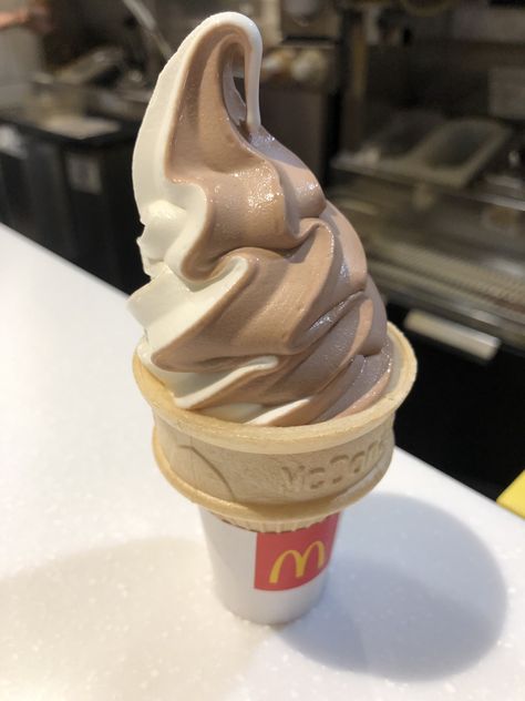 McDonald’s Hershey twist ice cream cone Mcdonalds Ice Cream Aesthetic, Mcdonald’s Ice Cream, Ice Cream Cone Aesthetic, Twist Ice Cream, Mcdonald's Ice Cream, Mcdonalds Ice Cream, Mc Donald's, Frozen Snack, Yummy Ice Cream