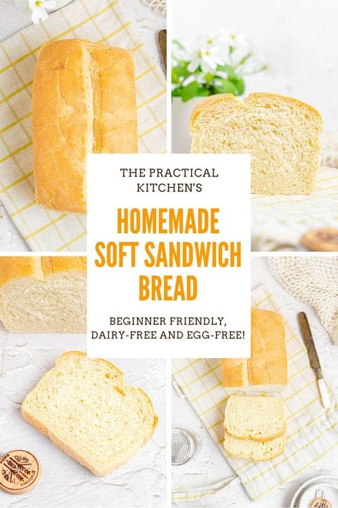 Soft Sandwich Bread Recipe, Soft Sandwich Bread, Homemade Sandwich Bread, Sandwich Bread Recipe, Homemade Baked Bread, Bread Lame, Sandwich Bread Recipes, Simple Sandwiches, No Knead Bread