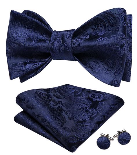 PRICES MAY VARY. Self tie bow tie can better show your charm and handsome. A pre-tied bowtie is a more convenient option,it can save time better. Size - Bow Tie: 4.3 x 2.7 inches(11.0 x 6.8 cm); Adjustable neck size:13.75-18 inches(35-46 cm); Handkerchief: 9*9inches(23*23cm) It is suitable for many occasions. Whether it's a holiday party, a wedding party or a business meeting, it can show off your unique charm and bring attention to you The envy of every gentlemen - silk polyester woven self bow Formal Wedding Party, Wedding Tuxedo, Tie Bow Tie, Bow Tie Set, Tuxedo Wedding, Cufflink Set, Cufflinks Wedding, Tie Bow, Mens Bow Ties