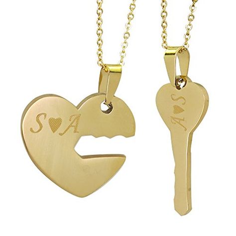 Boyfriend Name Necklace, Heart And Key Necklace, Boyfriend Girlfriend Necklaces, Boyfriend Girlfriend Jewelry, Necklace Boyfriend, Puzzle Necklace, Couples Necklace, Necklace Couple, Boyfriend Necklace