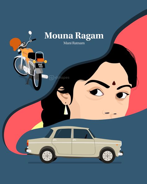 Mouna Ragam, Vinnaithandi Varuvaya Poster, Movie Artwork Illustration, Mounaragam Movie Images, Tamil Movie Illustration, Tamil Movie Poster Art, Tamil Movie Posters Minimalist, Tamil Cinema Art, Maniratnam Movie Frames