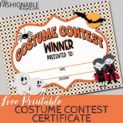 Costume Contest Certificate Printable, Halloween Costume Winners, Free Halloween Costumes, Halloween Costume Awards, Costume Contest Winner, Halloween 2019, Halloween Costume Contest, Holiday Party Decorations, Fashion Kids