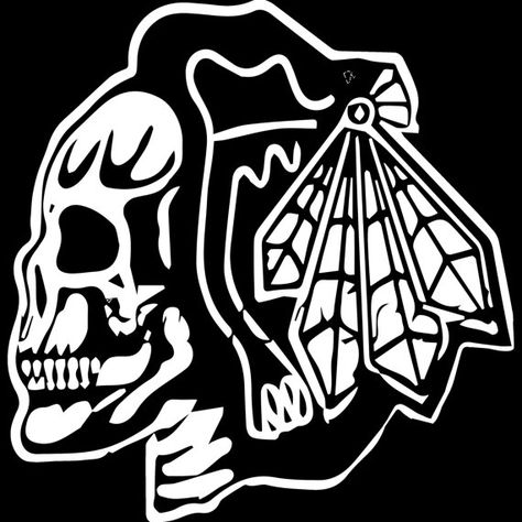 Blackhawks Tattoo, Mountain Sleeve Tattoo, Skull Logo, Chicago Style, Sports Art, Chicago Blackhawks, Skull Art, Tshirt Logo, Cool Wallpaper