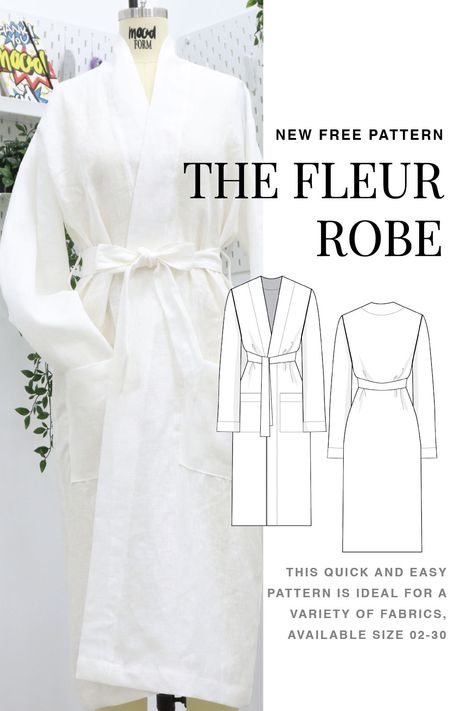 Plus Size Robe Pattern, Simple Robe Pattern, Dressing Gown Pattern Free, Robe Sewing Pattern Free, Bathrobe Pattern Free, Bridal Robe Pattern, Robe Pattern Free Sewing, Diy Robe Pattern, Bathrobe Sewing Pattern