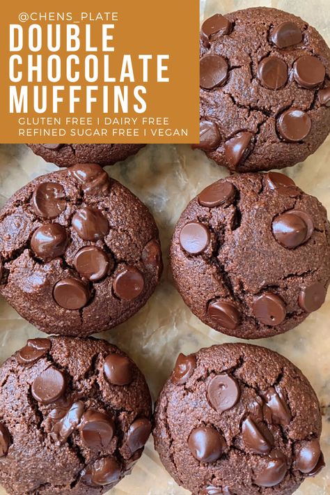 Coco Powder Recipes, Paleo Chocolate Muffins, Cacao Powder Recipe, Gf Muffins, Double Chocolate Chip Muffins, Paleo Breads, Almond Flour Muffins, Cacao Recipes, Chocolate Almond Milk