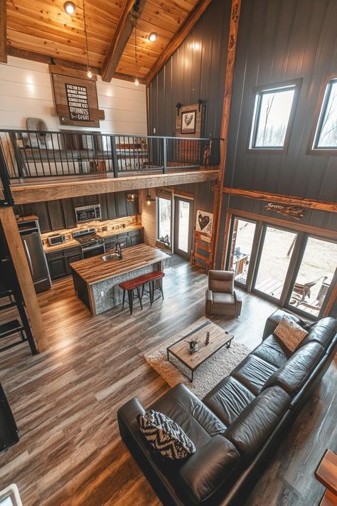 Cottage Barndominium Floor Plans, Barndominium Shell Kits, Shiplap Barndominium, Loft Home Interior, Barndominium Ideas Wrap Around Porch, Barndominium Michigan, Industrial Barndominium Ideas, High Ceiling Barndominium, Ranch Style Barndominium Interior