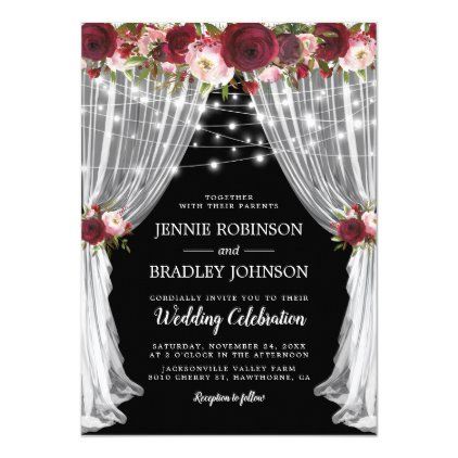 Wedding Drapes, Wedding Draping, Rustic Chalkboard, Chic Wedding Invitations, Budget Wedding Invitations, Burgundy Wedding Invitations, Wedding Invitation Video, Wedding Invitations Zazzle, Pink Watercolor Flower