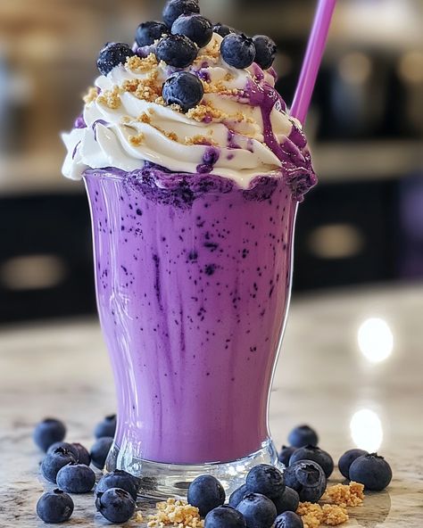 Colorful Milkshakes, Cheesecake Milkshake, Substitute Ingredients, Blueberry Milkshake, Drinks For Kids, Milkshake Flavours, Vanilla Milkshake, Cup Of Milk, Dessert Bites