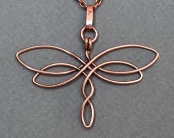 Copper Wire Crafts, Copper Wire Art, Deer Necklace, Celtic Necklace, Copper Wire Jewelry, Bijoux Fil Aluminium, Wire Jewelry Tutorial, Dragonfly Necklace, Dragonfly Earrings