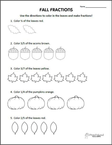 Thanksgiving Fractions, Halloween Fractions, Fraction Practice, 3rd Grade Fractions, Math Enrichment, Fall Writing, Halloween Songs, Worksheet For Kids, Fractions Worksheets