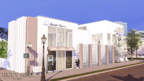 Ruby's Home Design: September 2nd Building: Sims 4 Wellness and Beauty Spa Center (Free) Sims 4 Event Center, The Sims 4 Community Lot, Sims 4 Club Build, Sims 4 Beauty Salon, Sims 4 Shopping Center, Sims 4 Spa Build, Bloxburg Towns, Sims 4 Spa, 4 Town