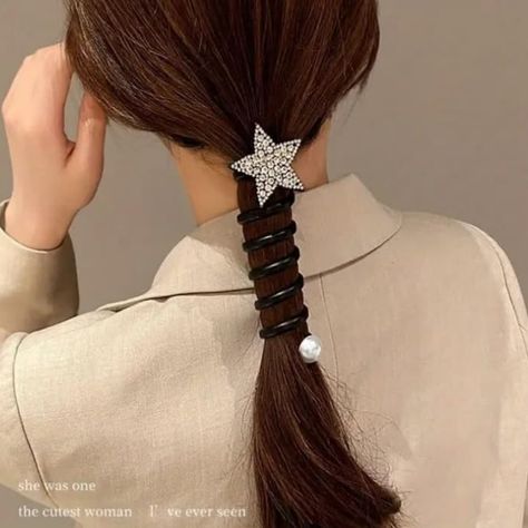 Elevate your morning hairstyle ! with 4pcs Set Sparkling Rhinestone Star Hair Ties - Durable, High Elasticity Ponytail Holders for Women & Girls Heart Pendant Telephone Cord Scrunchies Rope Rubber Bands Holder Spiral Braided Wire SHOP NOW LINK IN BIO🖇️ #starhairties #ponytailhairstyles #ponytailhderforgirls #ponytailholderforwomen #hairaccesories #amazon #amazonfinds Spiral Braid, Girls Heart, Star Hair, Ponytail Holders, Rubber Bands, Ponytail Hairstyles, Hair Ties, Heart Pendant, Scrunchies