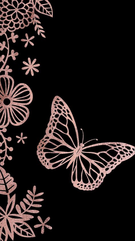 #rosegold #black #wallpaper #lockscreen #background Black And Rose Gold Wallpaper Iphone, Black And Rosegold Wallpapers, Rose Gold Butterfly Wallpaper, Black And Rose Gold Wallpaper, Rose Gold Lockscreen, Black Wallpaper Lockscreen, Iphone Background Roses, Carpet Ideas 2023, Rose Gold Wallpaper Iphone