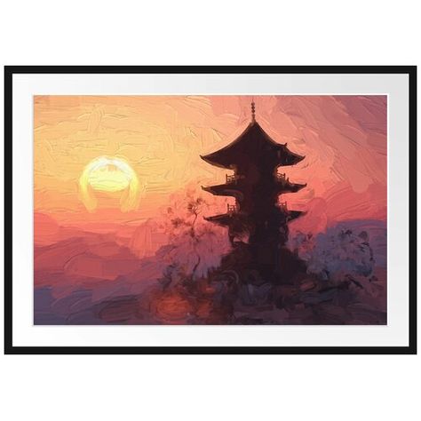 Buddhist Temple in Asia Framed Photographic Art Print Poster East Urban Home Size: 70cm H x 100cm W Sunrise Art, Temple Art, Lake Wall Art, Buddhist Temple, Amazing Art Painting, Buddhist Art, Art Brushes, Canvas Home, Canvas Pictures