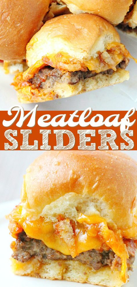 Crazy Sandwiches, Yummy Sliders, Meatloaf Sliders, Cheeseburger Recipes, Appetizers Meat, Party Sliders, Meatloaf Burgers, Gourmet Lunch, Sliders Recipes