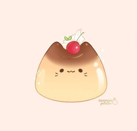 Flan Pudding, Chibi Food, 귀여운 음식 그림, Kawaii Illustration, Cute Food Drawings, Food Drawings, Cute Food Art, Cute Animal Drawings Kawaii, Cute Doodles Drawings