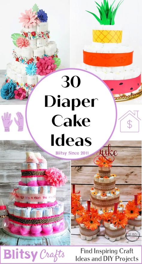 Unique Baby Shower Cakes, Dipper Cakes, Diaper Cake Ideas, Baby Shower Watermelon, Diaper Motorcycle Cake, Party Crowd, Unique Diaper Cakes, Diy Diaper Cake, Girl Diaper Cake