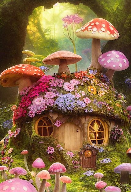 Fairy Garden Vectors, Photos and PSD files | Free Download Magical Fantasy World, Vintage Mushroom Art, Fairy Tale House, Sleep Number Bed, Mysterious Forest, Whimsical Art Paintings, 동화 삽화, Fairy Images, Fairy Garden Crafts