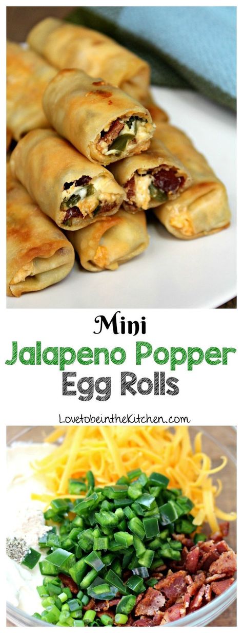 Jalapeno Popper Egg Rolls, Poppers Jalapeno, Recipes Jalapeno, Egg Rolls Recipe, Rolls Easy, Asparagus Recipes, Crowd Pleasing Appetizers, Egg Roll Recipes, Jalapeno Popper