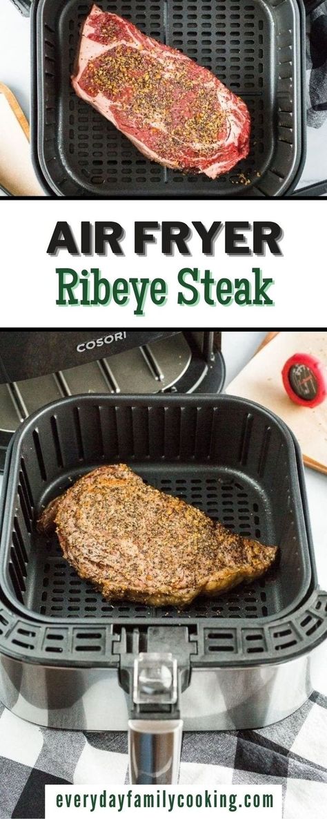 Air Fryer Ribeye Steak, Air Fryer Ribeye, Steak In The Air Fryer, Leftover Steak Recipes, How To Reheat Steak, Air Fry Steak, Rib Eye Recipes, Cooking Ribeye Steak, Frozen Steak