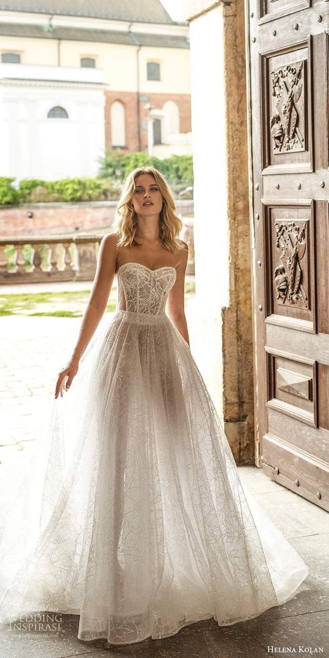 helena kolan 2020 bridal strapless sweetheart sheer corset bodice fully embellished lace a line ball gown wedding dress sheer back chapel train (8) mv  -- Helena Kolan 2020 Wedding Dresses | Wedding Inspirasi #wedding #weddings #bridal #weddingdress #weddingdresses #bride #fashion  ~ Wedding Cinderella, Sukienki Maksi, Wedding Reception Outfit, Sheer Corset, Wedding Inspirasi, Sheer Wedding Dress, Anita Dongre, Indian Salwar Kameez, Wedding Dresses Corset