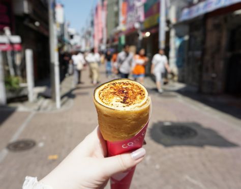 Creme Brulee Crepes are the Most Genius Dessert in Harajuku – grape Japan Creme Brulle, Best Crepes, Stuffed Crepes, Takeshita Street, Cafe Store, Ice Bar, Winter Treats, Ice Bars, Dairy Farms