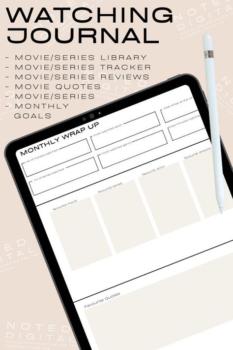 Keep track of your favourite films and TV shows with Noted Digital’s ‘Watching Journal’. Including goals, libraries and trackers, this journal makes it super easy for you to be creative with what you are currently watching! Series Tracker, Oz Movie, Remarkable 2, Digital Organization, Movie Series, Monthly Goals, Digital Planning, Be Creative, Laptop Computers