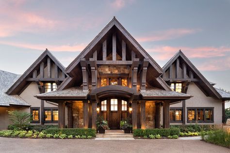 Minnesota River Rustic Lodge - John Kraemer & Sons Lodge Exterior Design, Modern Rustic Home Exterior, Modern Lodge Style, Lodge Exterior, Lodge Style Home, Rustic Home Exterior, Modern Rustic Home, Mountain Home Exterior, Modern Lodge