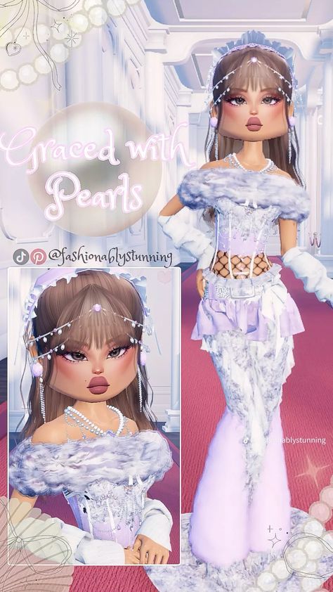 Graced With Pearls Dress To, Dress To Impress Roblox Outfits Ideas Theme Graced With Pearls, Graced With Pearl Dress To Impress, Graced With Pearls Outfits, Dress To Impress Graced With Pearls, Outfit Combos Dress To Impress, Party Dress To Impress Outfit, Outfit Ideas Dti, Dress To Impress Aesthetic