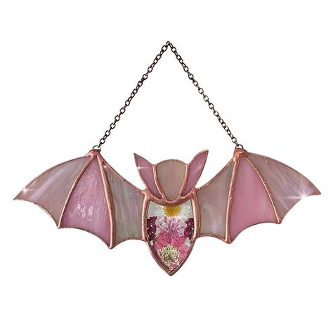 PRICES MAY VARY. PACKAGE INCLUDES: You will receive a pcs halloween pink bat stain acrylic window, it is a unique and beautiful addition to any home decor. Crafted with care and attention to detail, Pink bats are full of girlish charm. If you are a pink enthusiast, put one on the window for Halloween. DAZZLING DESIGN: Brighten any room in the house and catch the sunlight with our stunning hanging stained glass window panels. They feature beautiful designs with stunning colors. It size is 3.54*7. Bat Decorations, Halloween Bar, Halloween Bat Decorations, Hanging Acrylic, Casa Halloween, Suncatcher Window, Adornos Halloween, Rear View Mirror Decor, Stained Glass Window Hanging