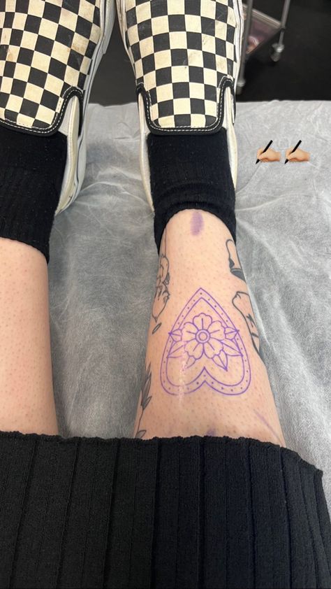 Ankle Patchwork Tattoo, Shin Tattoos Traditional, Double Wrist Tattoo, Traditional Shin Tattoos For Women, Leg Tattoos American Traditional, Funky Traditional Tattoo, Fine Line American Traditional Tattoo, American Traditional Tarot Card Tattoo, Traditional Tattoos Feminine