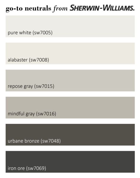 Alabaster With Iron Ore, Sherwin Williams Urbane Bronze, Urbane Bronze, Alabaster Color, Mindful Gray, Repose Gray, Home Exterior Makeover, House Color Palettes, Paint Color Schemes