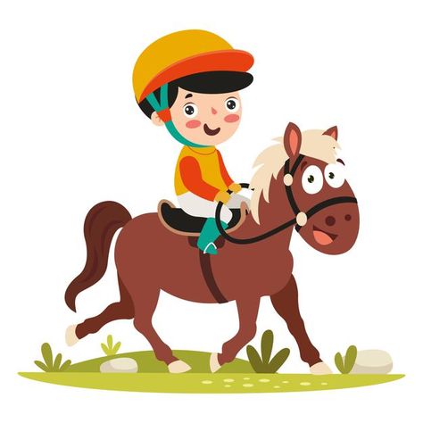 Ride A Horse, Premium Vector Cartoon, Male Cartoon Characters, Horse Cartoon, Cartoon Drawings Disney, Riding Horse, Horse Drawing, The Cartoon, Vector Cartoon