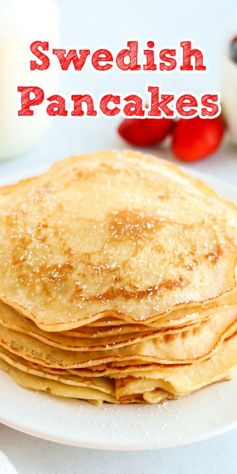 Swedish Pancakes, Homemade Pancake Recipe, Breakfast Recipes Sweet, Crepe Recipes, Swedish Recipes, Breakfast Pancakes, Waffle Recipes, Breakfast Brunch Recipes, Family Favorite Meals