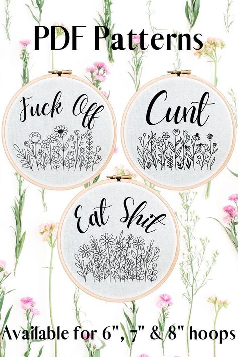 embroidery	flowers	floral	subversive	alternative	embroidery pattern	hand embroidery	alternative crafts	curse words	fuck	cunt	quote	sparky quote Cuss Word Embroidery, Inappropriate Embroidery Patterns, Snarky Embroidery Patterns, Funny Hand Embroidery Patterns, Swear Word Embroidery, Funny Embroidery Quotes, Hand Embroidery Quotes, Funny Embroidery Ideas, Rude Embroidery