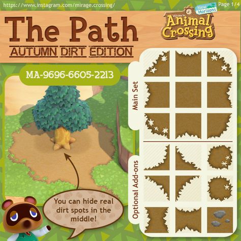 The Path has now been recolored to match regular dirt in autumn! - Imgur Flower Path, Cottagecore Animal Crossing, Acnh Cottagecore, Animal Crossing 3ds, Animal Crossing Funny, Ac New Leaf, Animal Crossing Guide, Animal Pins, Animal Crossing Wild World