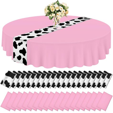 PRICES MAY VARY. 80% Peva Vinyl ,20%polyester Nice in Combination: you will be provided with 10 pieces of plastic round table cloths for parties disposable and 10 pieces of cow table runners for round tables, sufficient in quantities and nice in combination, can support your use needs Safe and Reliable: the plastic table cloth disposable round is made of PEVA vinyl, safe and reliable, odorless, firm and strong, hard to break or deform; The table runner is made of polyester, smooth and comfortabl Cowgirl Baby Shower Decorations, Cow Baby Shower Theme, Satin Tablecloth, Rodeo Birthday Parties, Cow Birthday Parties, Cowgirl Baby Showers, Cow Baby Showers, Cowgirl Baby, Rodeo Birthday