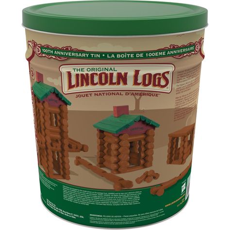 Lincoln Logs 100th Anniversary Tin Build Toy Wood Brown/Green 111 pc Vintage 70s Toys, Toys From The 70s, Bead Clothes, Waldorf Preschool, Vintage Toys 80s, Vintage Kids Toys, Large Cabin, Vintage Toys 1960s, 60s Toys