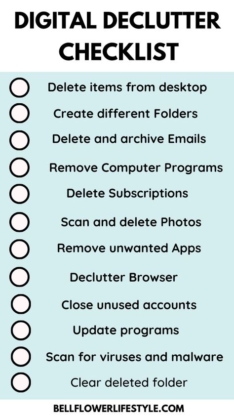 Iphone Declutter Checklist, Decluttering Checklist Printables, Ultimate Declutter Checklist, Computer Declutter Checklist, Digital Declutter Checklist, Digital Clutter, Declutter Checklist, Personal Growth Plan, Social Media Apps