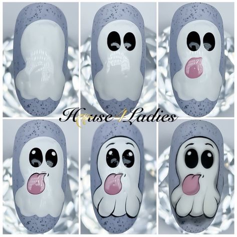 naughty little ghost #fashion #nails #halloween #halloweennails #ghost Cartoon Nail Designs Step By Step, Nail Cartoon Art, Character Nail Art Step By Step, Step By Step Nail Art, Nail Art Step By Step, Nailart Halloween, Halloween Nails Ideas, Halloween Nail Art Tutorial, Cartoon Nail Designs